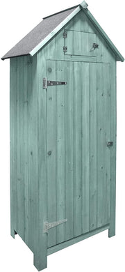 Wooden Garden Tool Shed Outdoor Storage Cabinet with Shelves Lockable Green