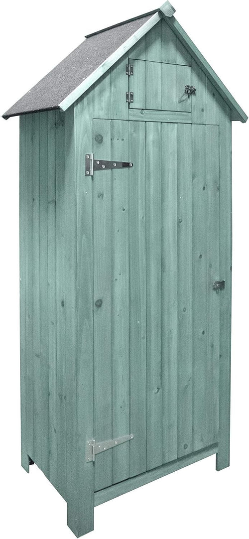 Wooden Garden Tool Shed Outdoor Storage Cabinet with Shelves Lockable Green