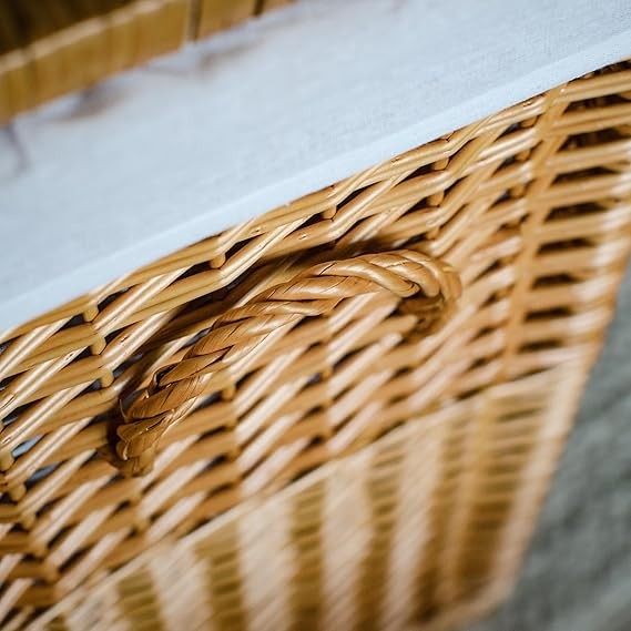Large Wicker Laundry Basket with Lid & Removable Lining | Natural Willow