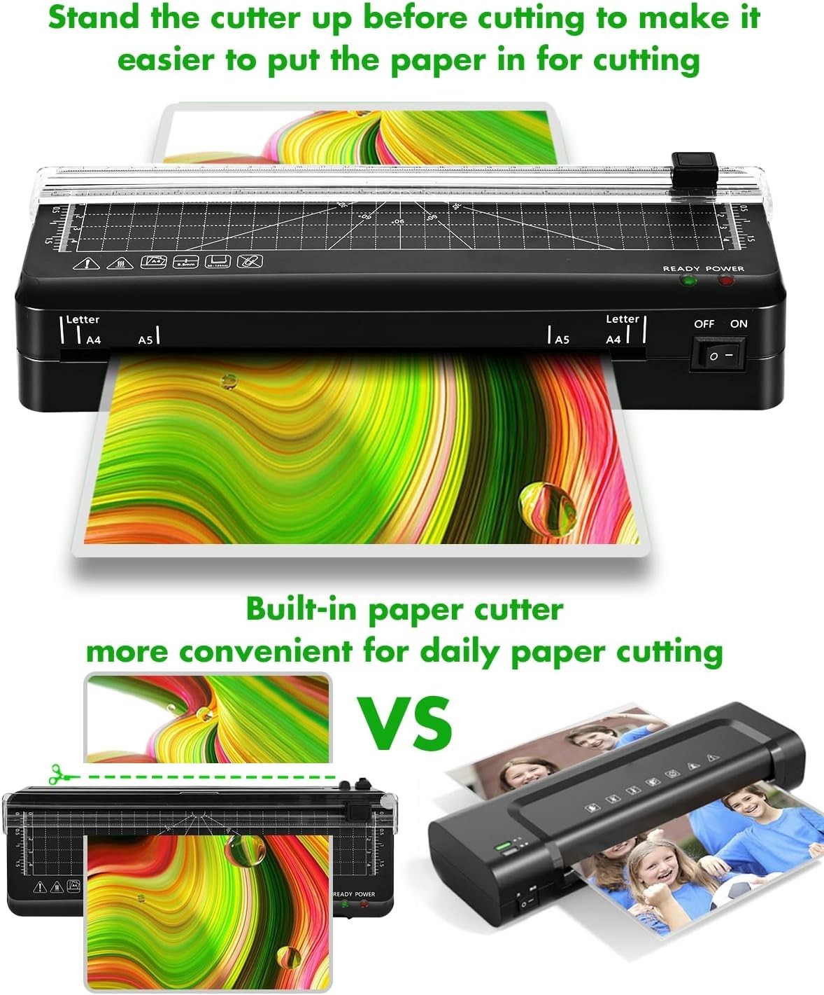 A4 Laminator 70s Fast Warm Up Quiet Portable Built-In Trimmer