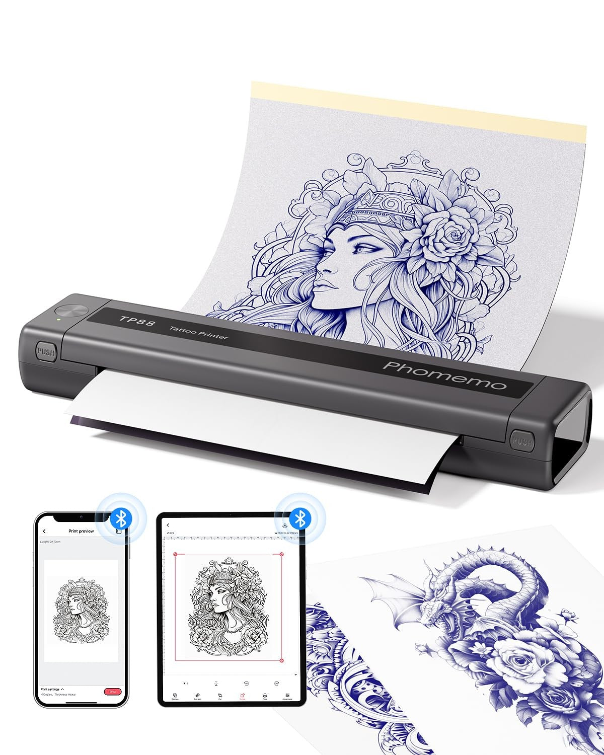Phomemo TP88 Tattoo Stencil Printer Bluetooth Thermal Printer