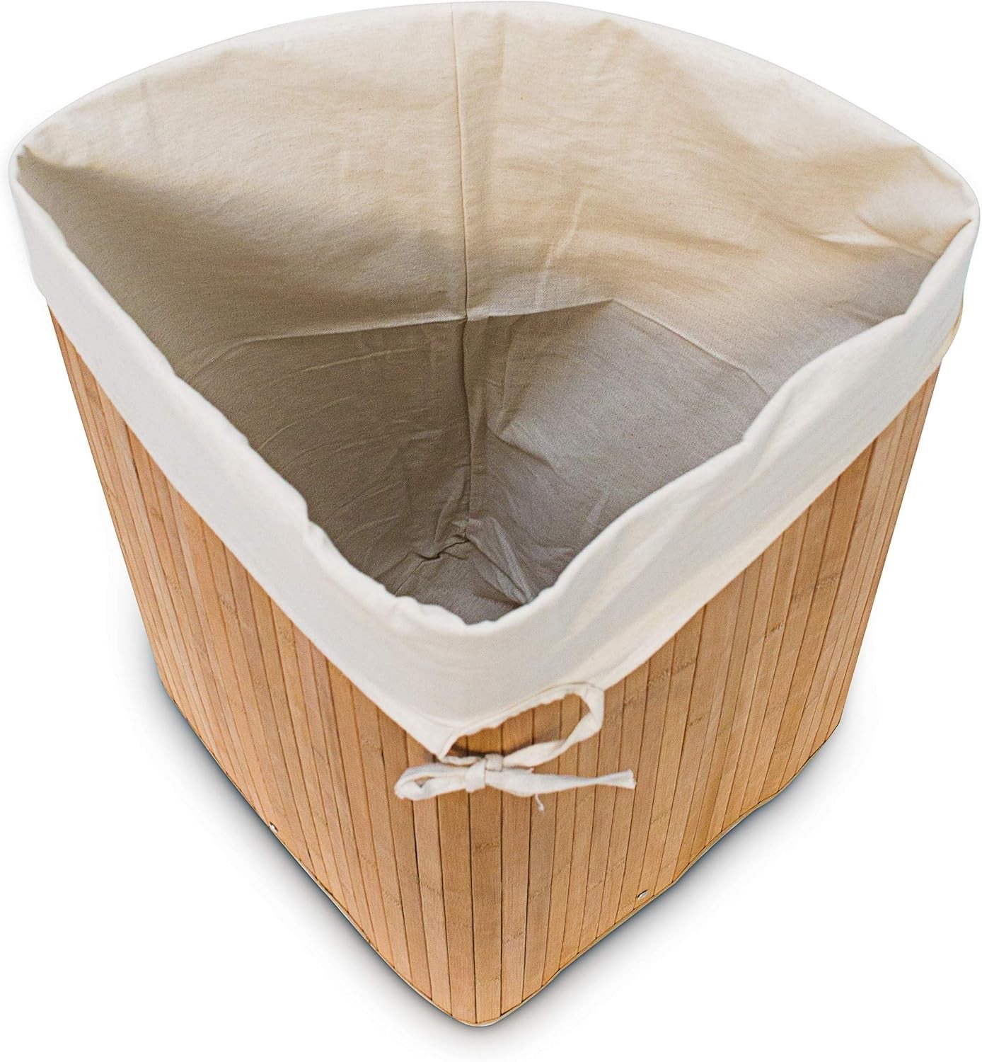 Bamboo Folding Laundry Basket with Lid 64L Hamper Bin Natural Brown 76x38x38