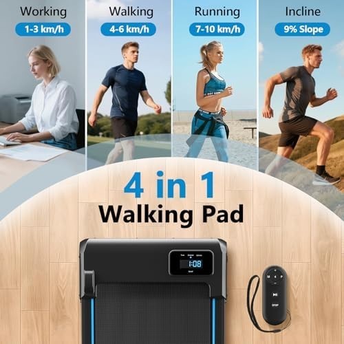 Under Desk Walking Treadmill 9% Incline 330LBS 2.75HP Quiet Home Jogger