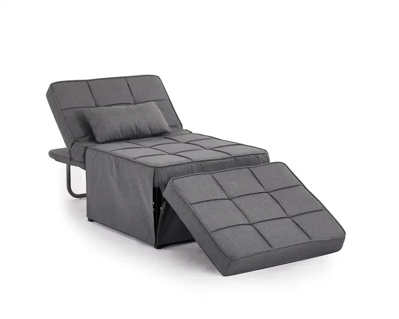 Dark Grey 1 Seater Ottoman Sofa Bed Chair Guest Sleeper Recliner