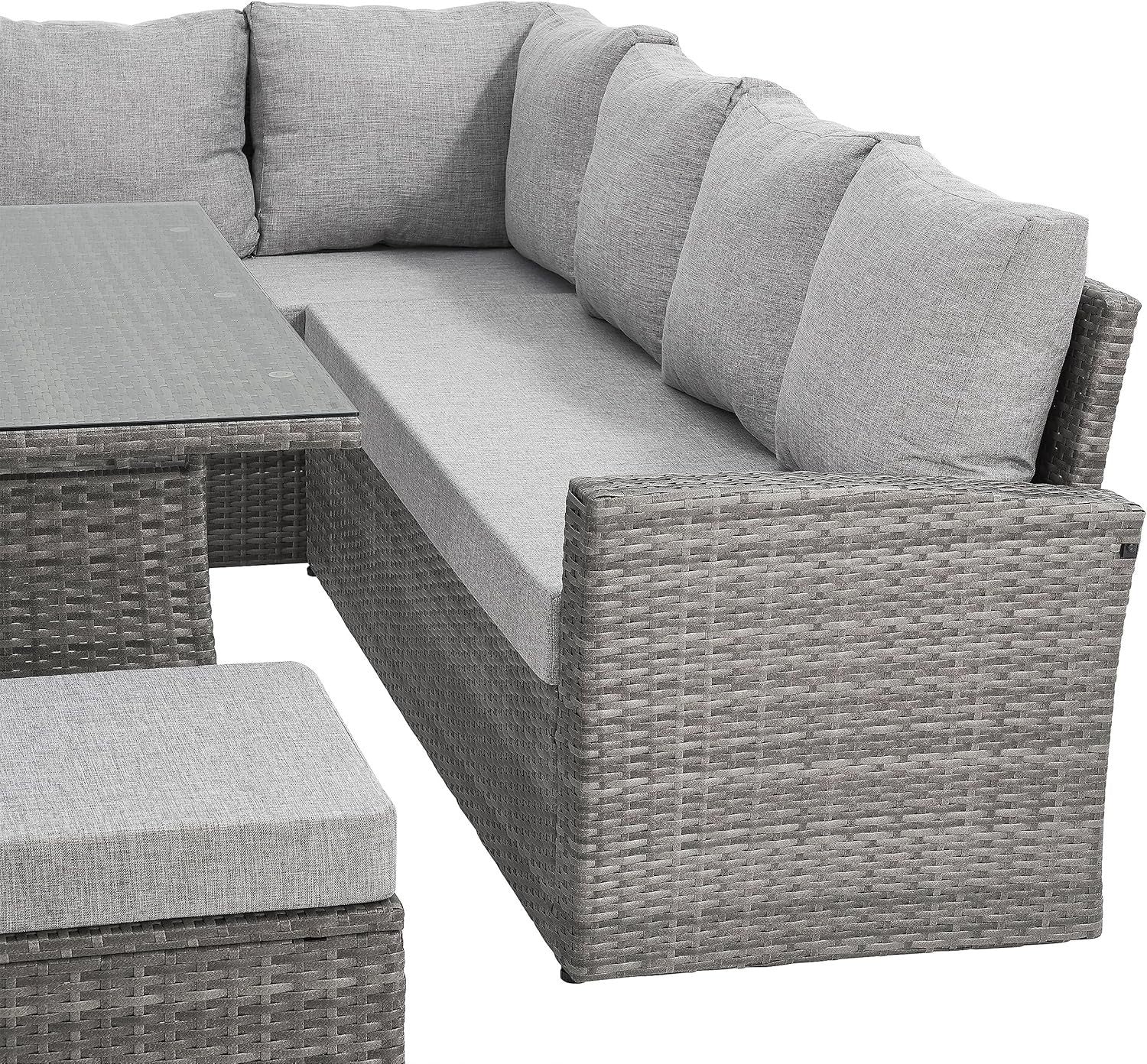 Outdoor 9-Seater Rattan Corner Sofa Set | Weatherproof Cushioned Garden Lounge