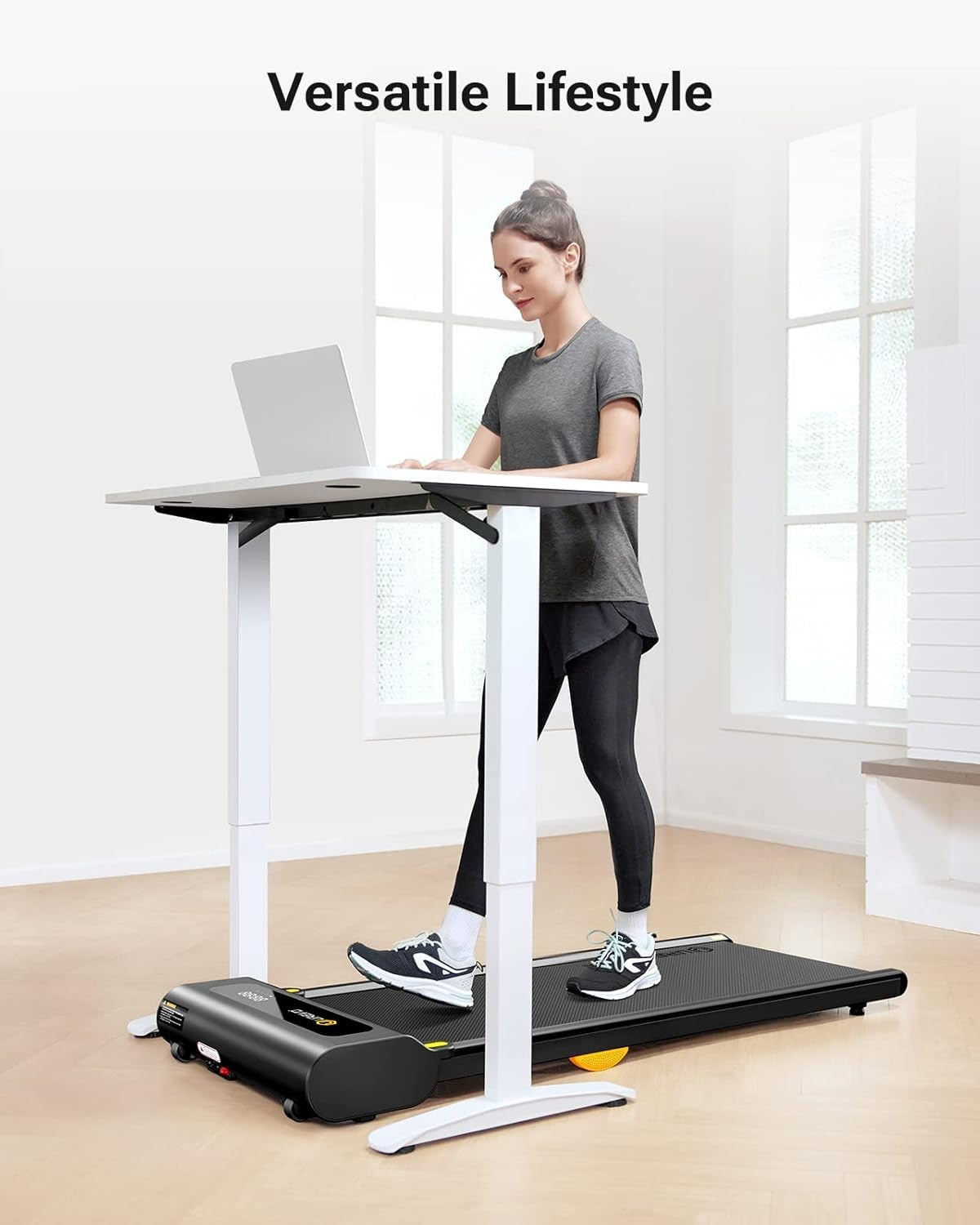Compact Under Desk Treadmill 0.6-4mph Quiet Walking Pad w/ Shock Absorption
