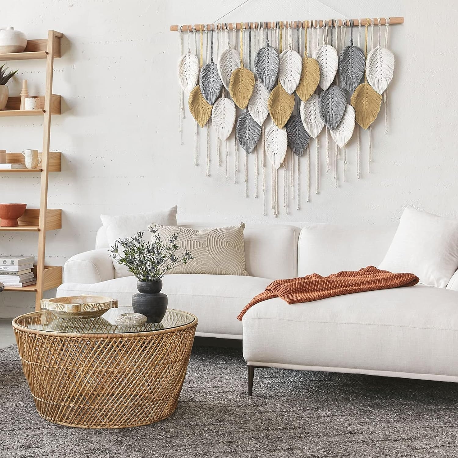 Large Boho Macrame Wall Hanging Leaf Woven Handmade Wall Decor