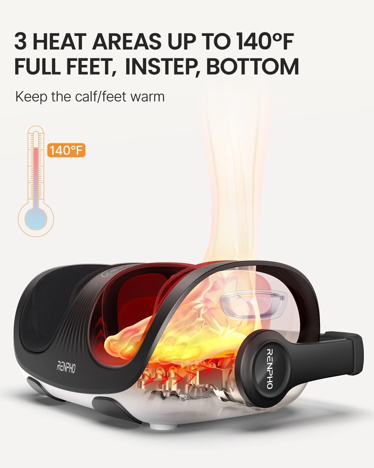 Heat Shiatsu Foot Massager with Deep Kneading, Remote Control, Corded