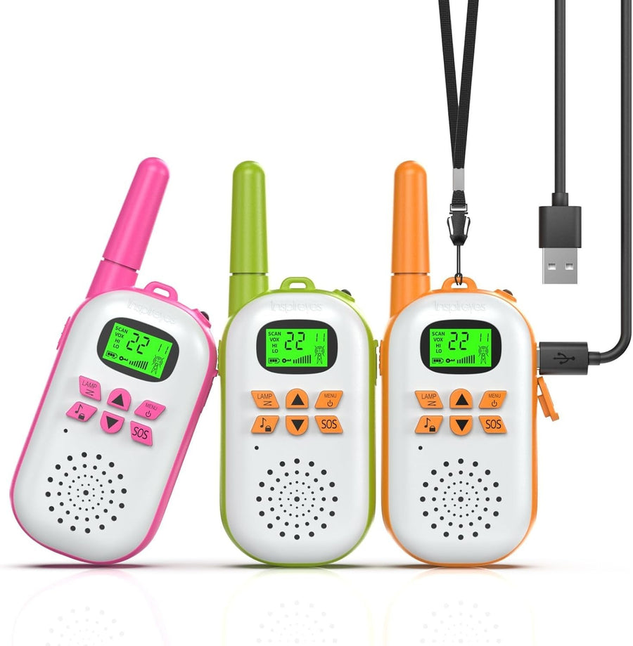 Kids Rechargeable Walkie Talkies 3 Pack Long Range VOX 48H Battery
