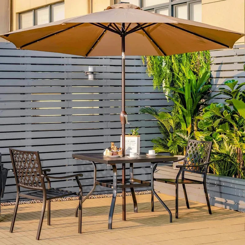 Set of 2 Stackable Metal Patio Dining Chairs Outdoor Garden Armrest