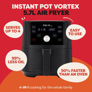 5.7L Digital Air Fryer | 4 Smart Programs | ClearCook Window | Fast & Energy