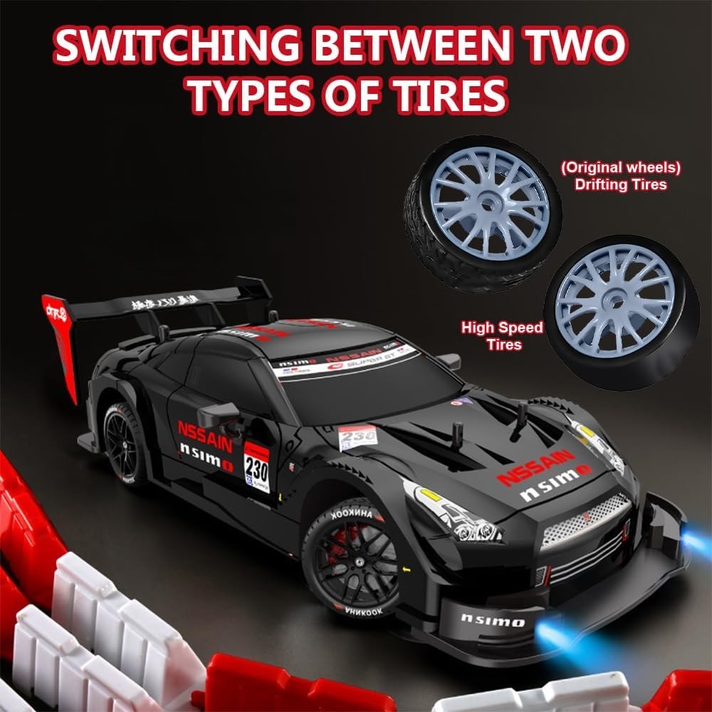 1:24 RC Drift Car 20KM/H 4WD Remote Control Racing Toy 2 Batteries LED Lights
