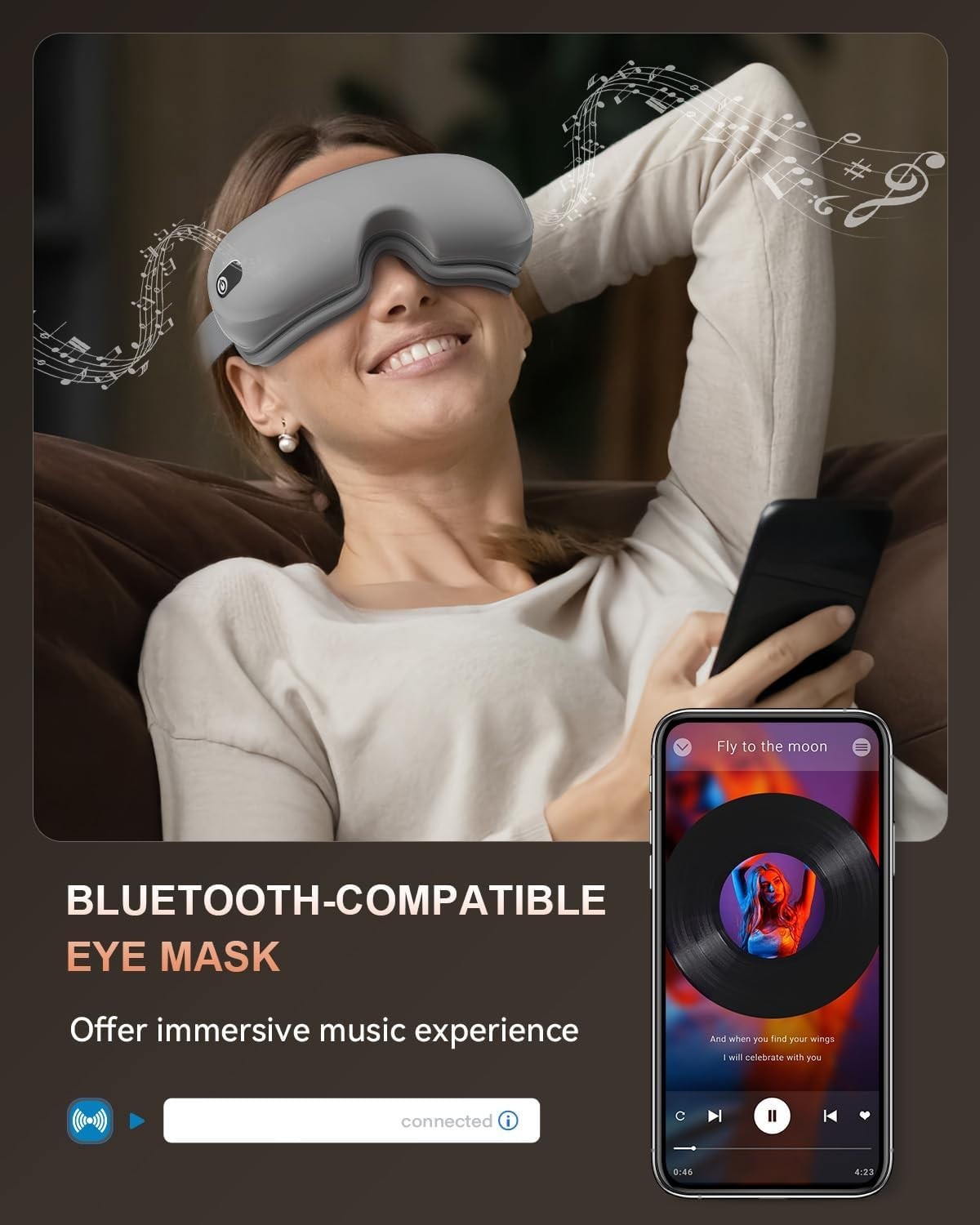 Heated Eye Mask Bluetooth Music Sleep Relaxation Gift