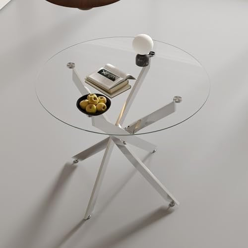 100cm Round Glass Dining Table Chrome Legs Compact Modern Kitchen Table