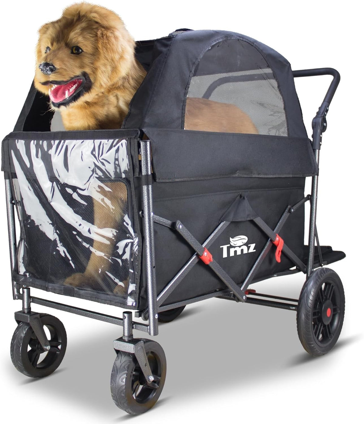 Heavy Duty Dog Stroller Cart for Large Medium Dogs Folding Canopy Black