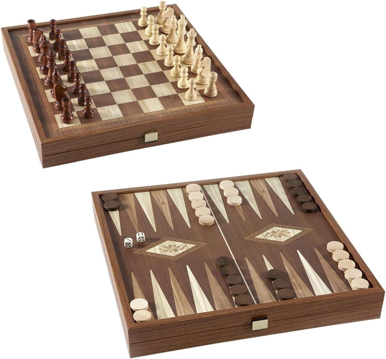 Premium 2-in-1 Wooden Chess & Backgammon Set 41cm – Classic Gift Game
