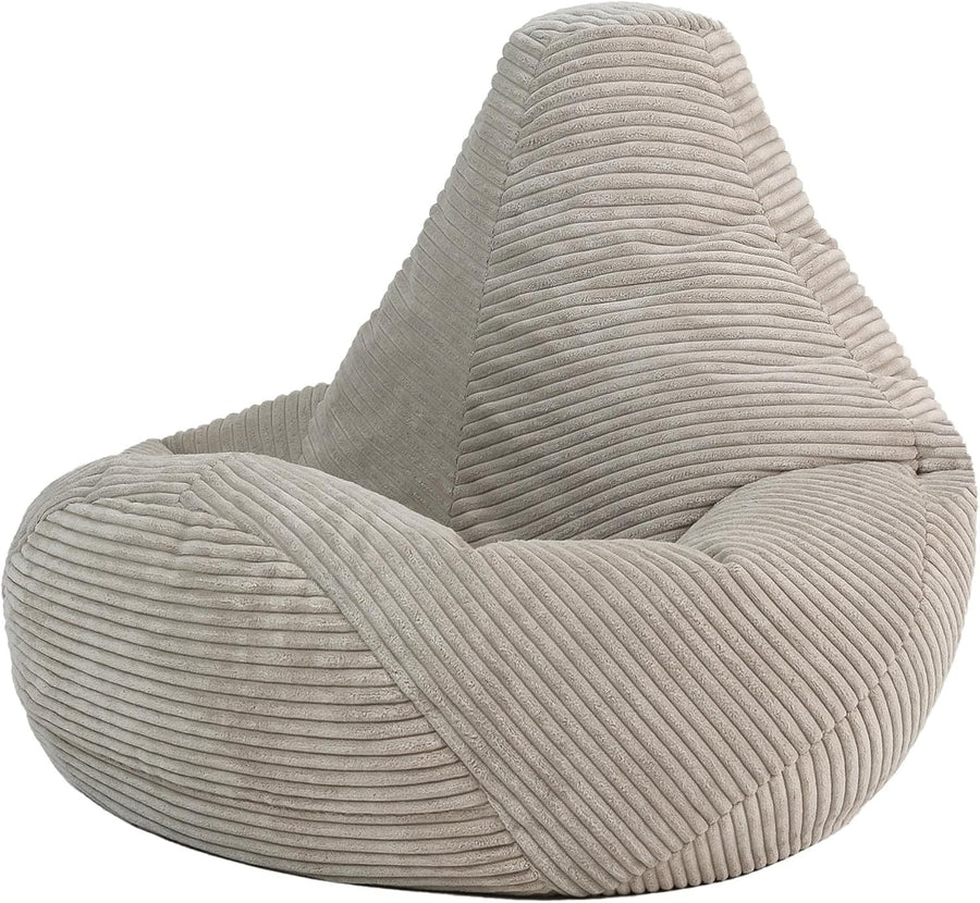 Beige Kids Bean Bag Chair Soft Cord Recliner Seat for Bedroom Lounge Playroom