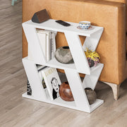 White Slim Side Table with Storage | 2 Tier Narrow Shelf Unit 60cm