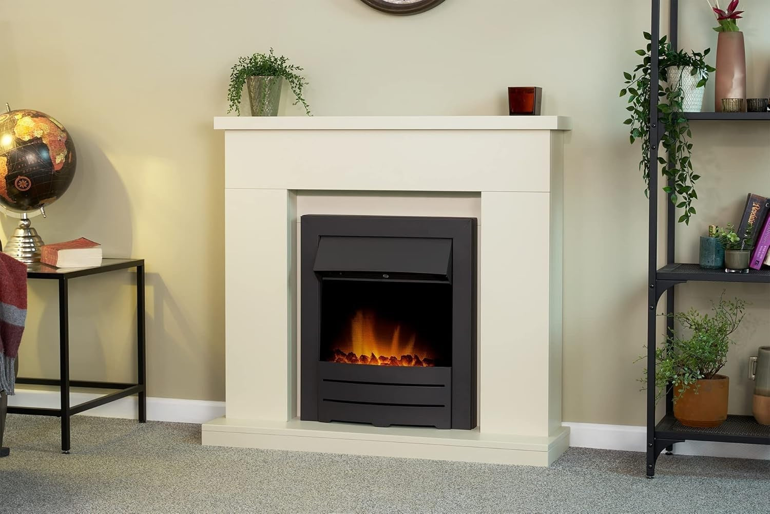 39" Stone Effect Electric Fireplace Wall Mount Heater LED Flame 1-2kW