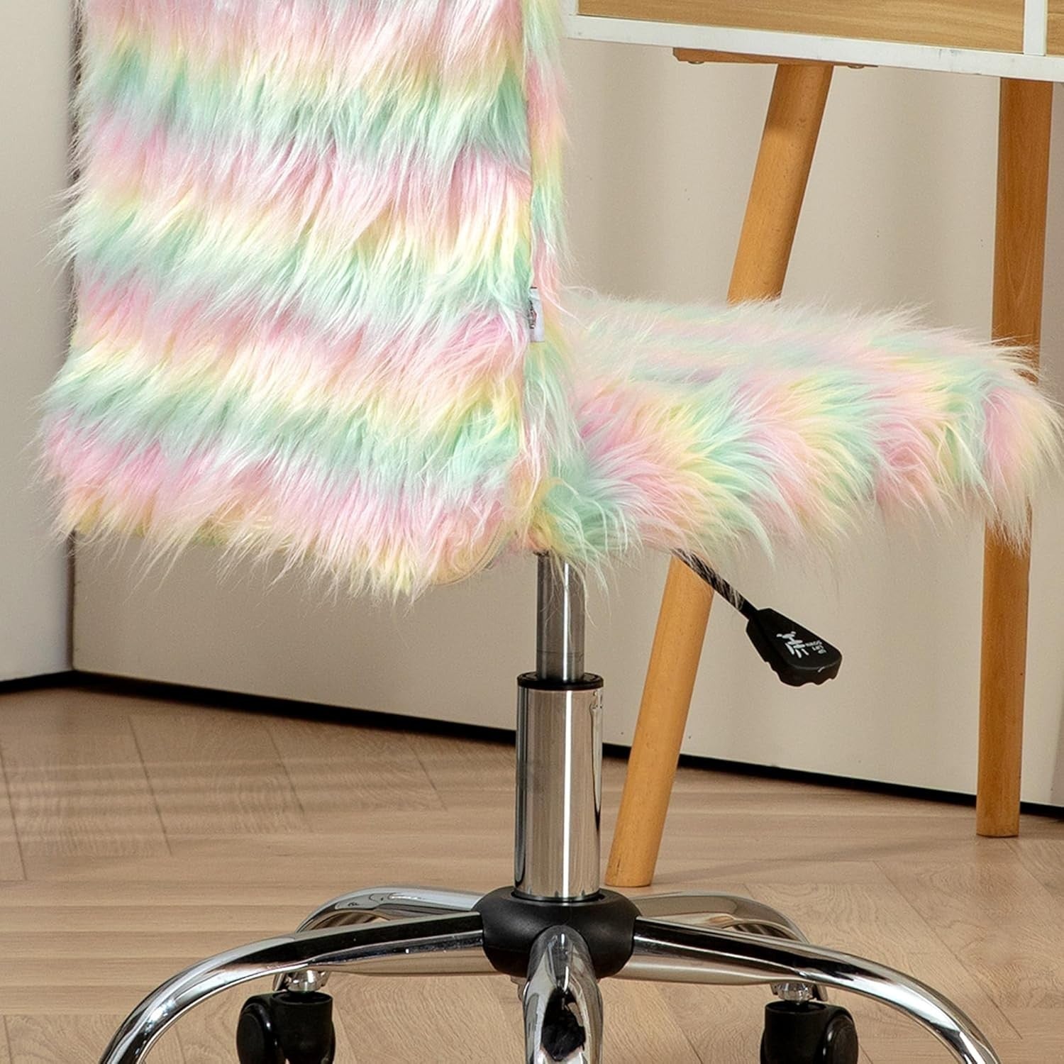 Unicorn Fluffy Desk Chair Adjustable Height Plush Swivel Vanity Seat