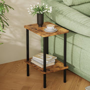 2 Tier Side Table with Shelf Small Bedside Table for Living Room & Bedroom