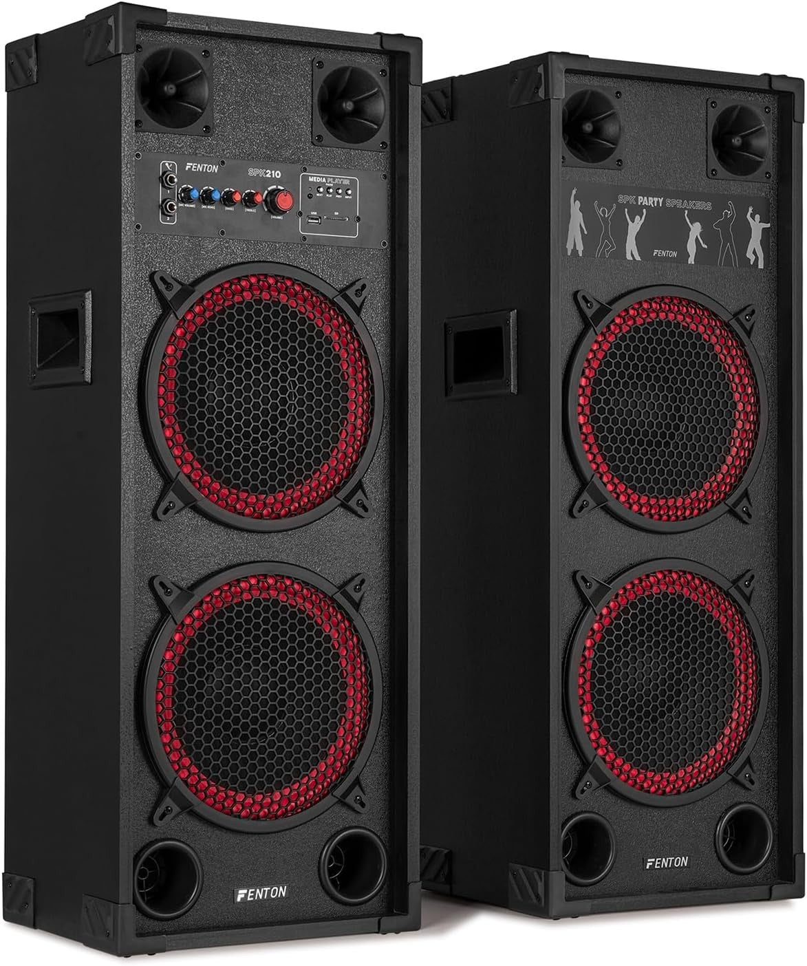 Dual 10" Karaoke Speaker Set Bluetooth Party System 2 Mics