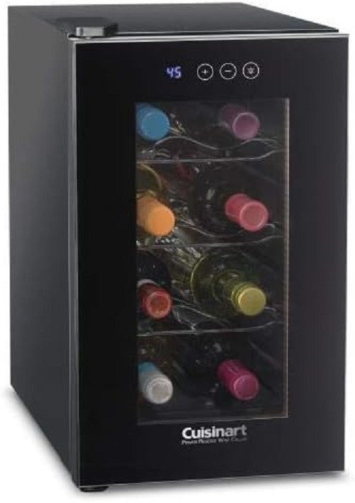 8 Bottle Wine Cooler Fridge Digital Touch Control Glass Door Quiet Black
