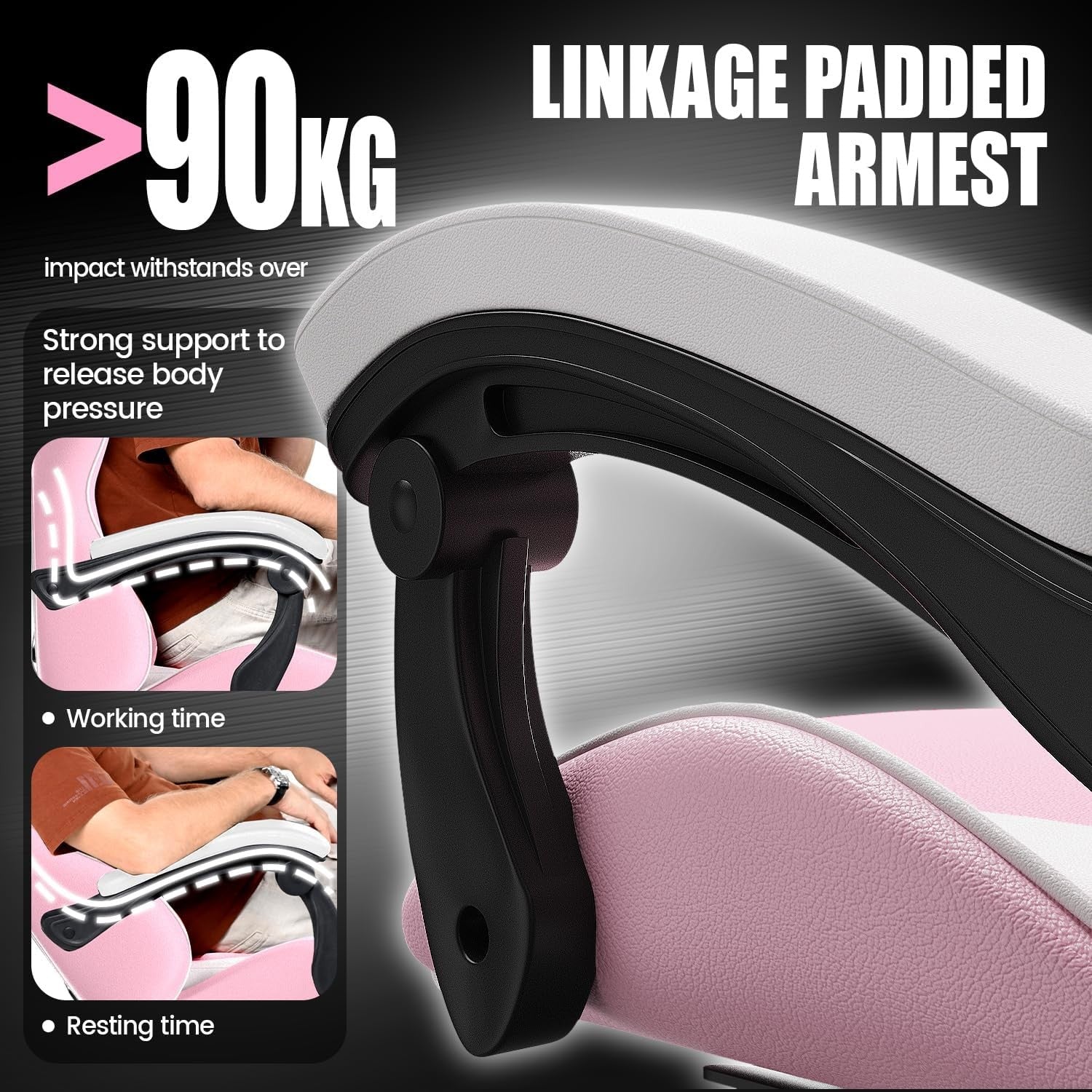 Ergonomic Gaming Chair Adjustable Height with Lumbar Headrest