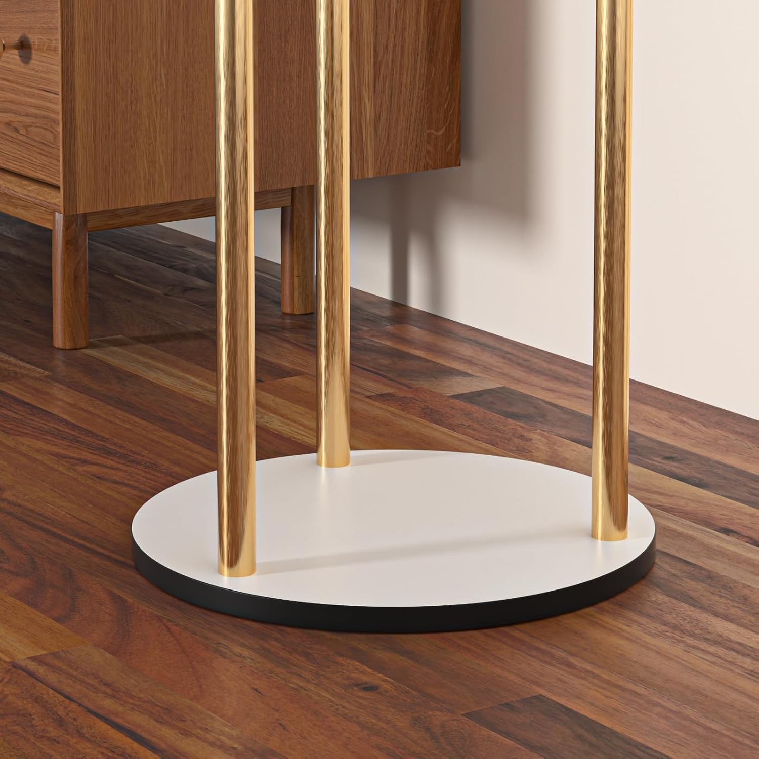 Freestanding Gold Coat Rack with Marble Base | 3 Shelves & Multi Hooks Stand