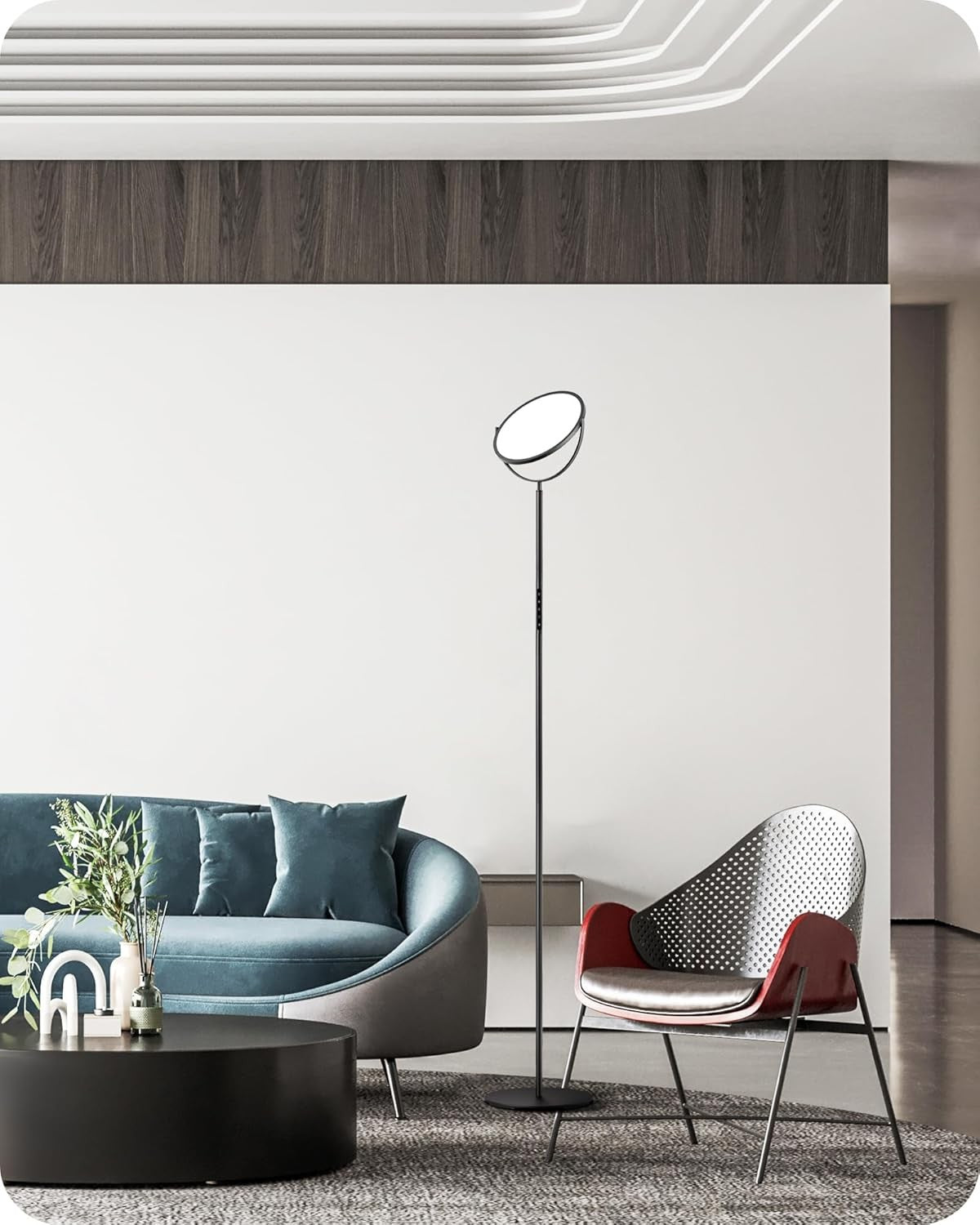 LED Uplighter Floor Lamp Dimmable 193cm Tall Remote Touch Reading Light