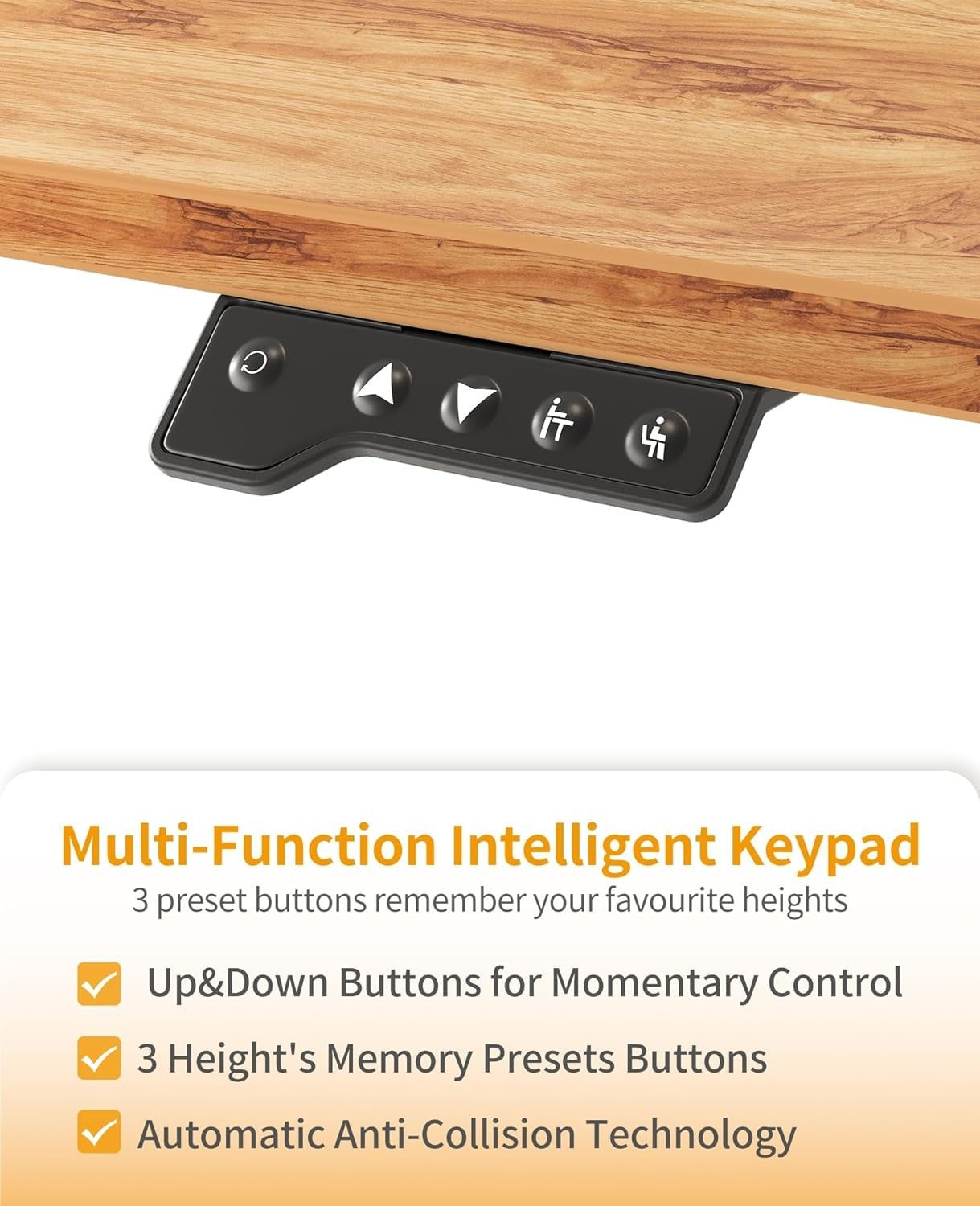 Light Brown Electric Standing Desk 140x60cm Adjustable Sit Stand Table