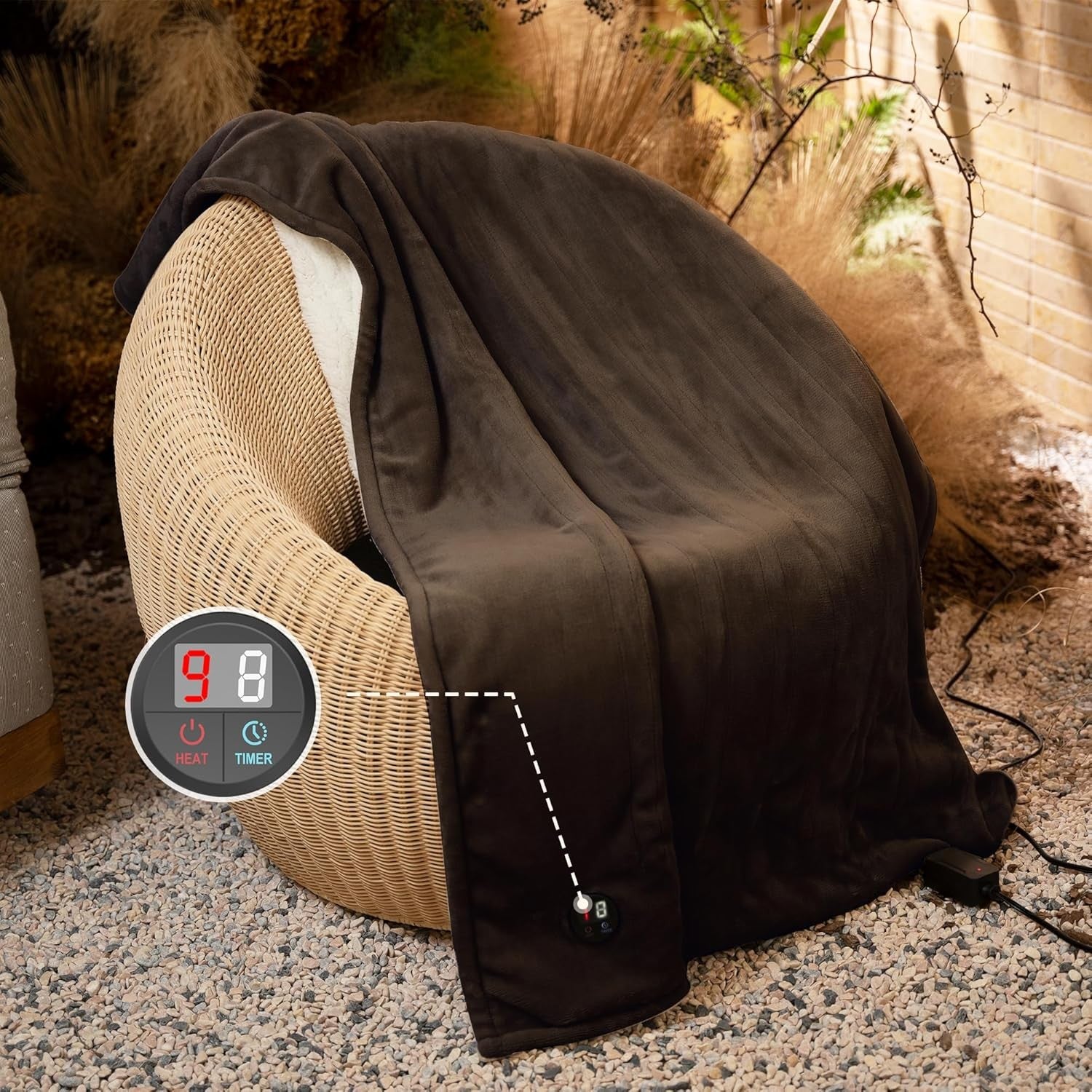 Electric Heated Throw Blanket 130x160cm 10 Heat Levels Auto Off Washable
