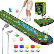 Indoor Golf Putting Mat Game Set LED Balls Glow Cups Kids Adults