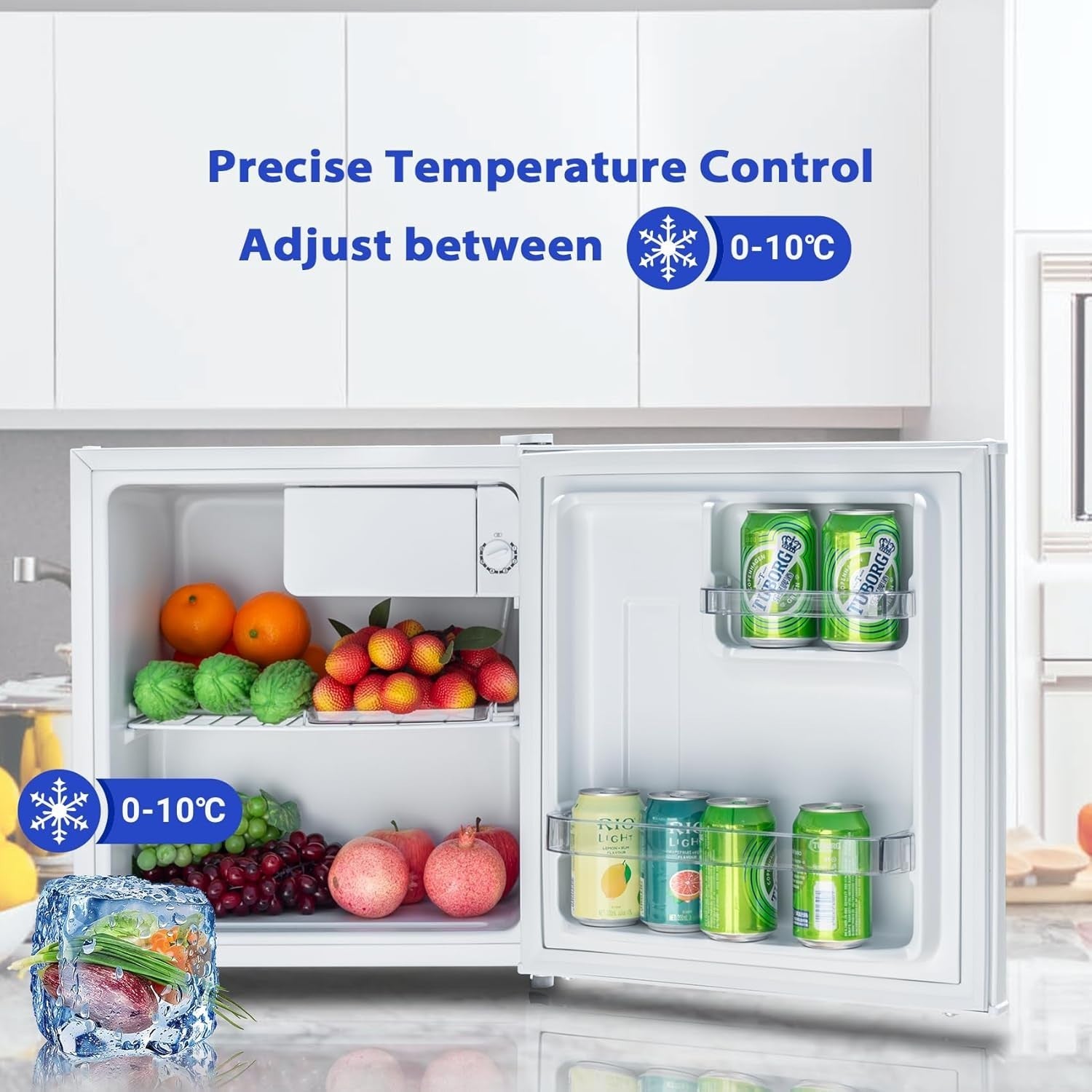 48L Mini Fridge Countertop Quiet Compact Cooler Office Bedroom