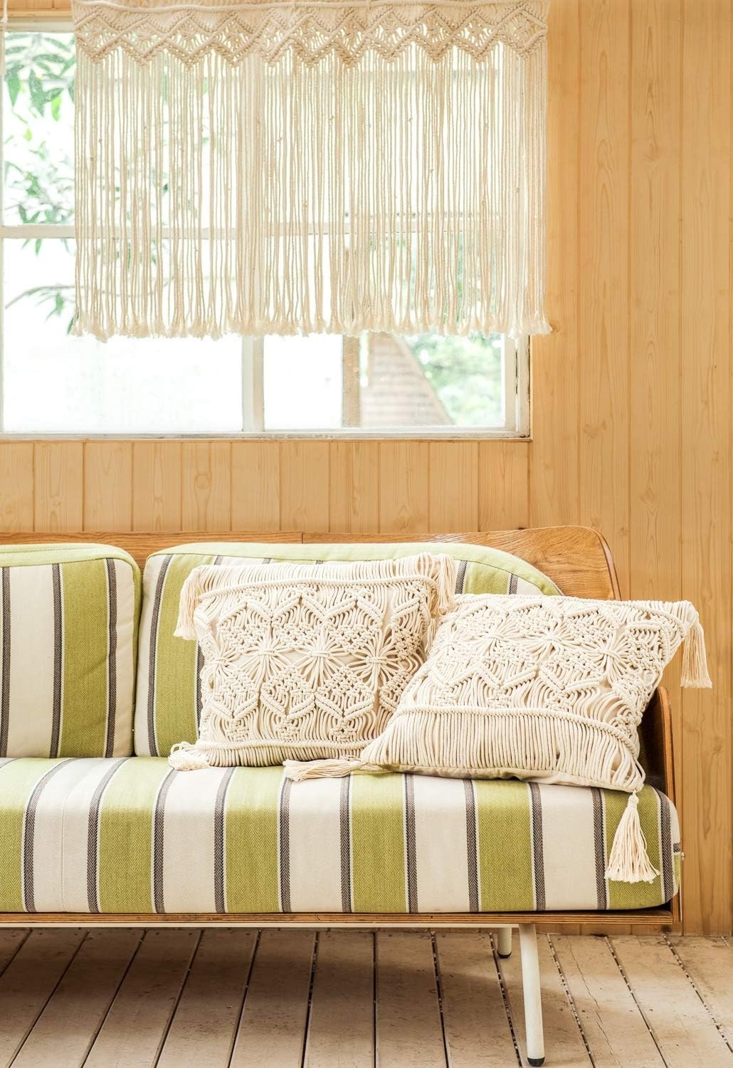 Macrame Curtain 89x66cm Boho Window Wall Hanging Decor