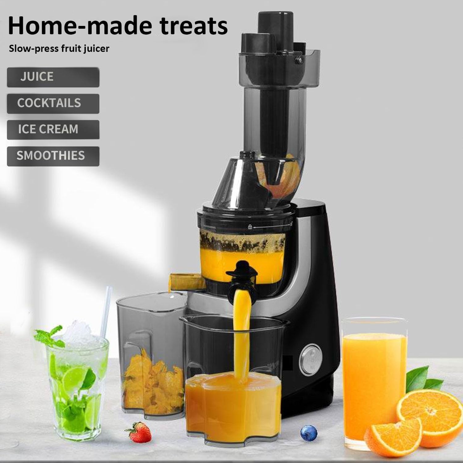 Cold Press Juicer Slow Masticating Quiet Motor Reverse Easy Clean 200W