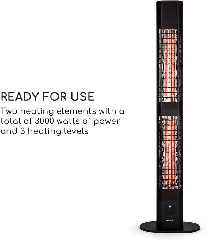 Outdoor Infrared Patio Heater 3000W Remote Control IP54 Waterproof Tower