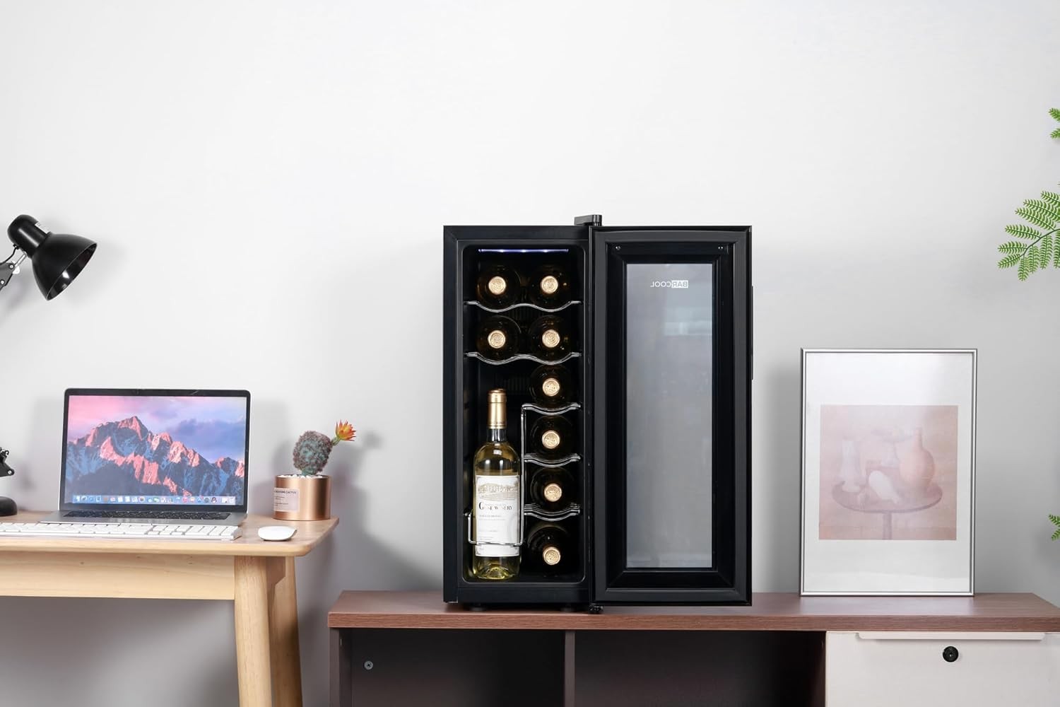12 Bottle Wine Cooler Fridge Slim Digital Glass Door LED Table Top