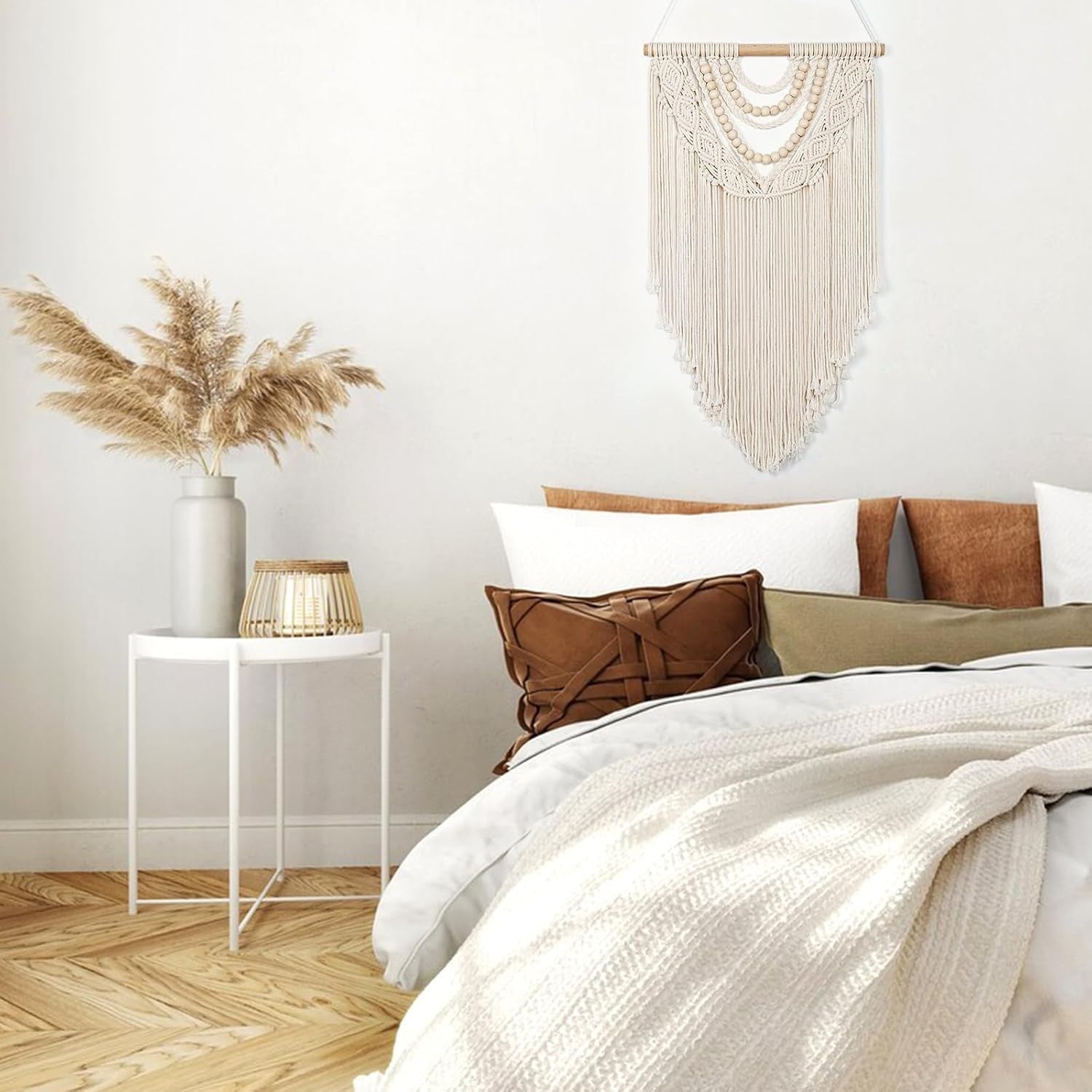 Small Boho Macrame Wall Hanging 16.5"x28" Woven Tapestry Decor