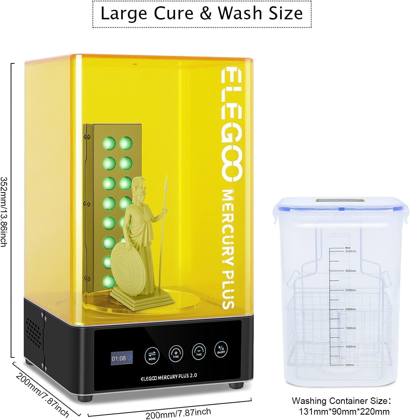 2 in 1 Resin Wash Cure Station 405nm Large Size LCD SLA DLP