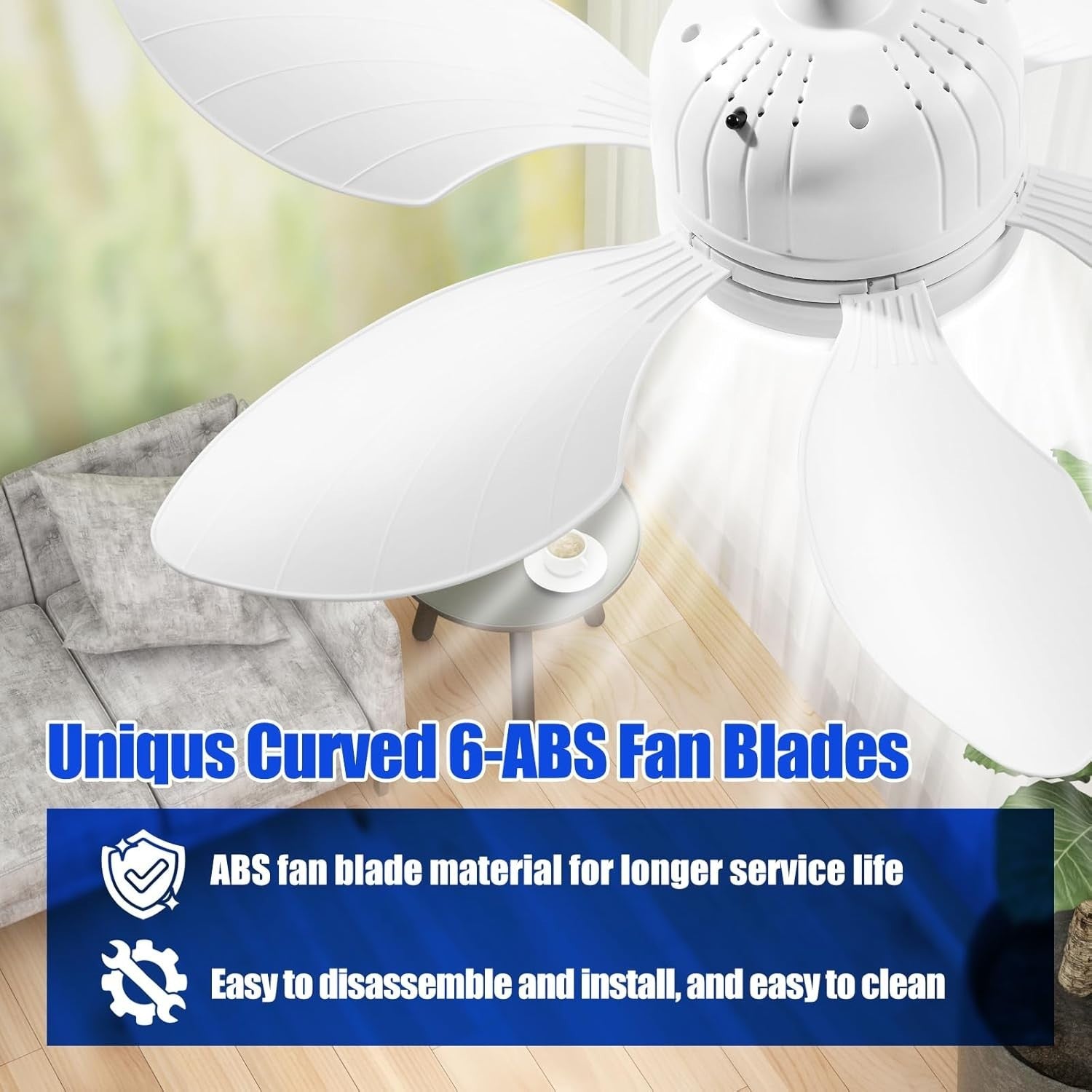 20" Ceiling Fan Light with Remote, Dimmable 30W, 3-Color 3-Speed, Quiet
