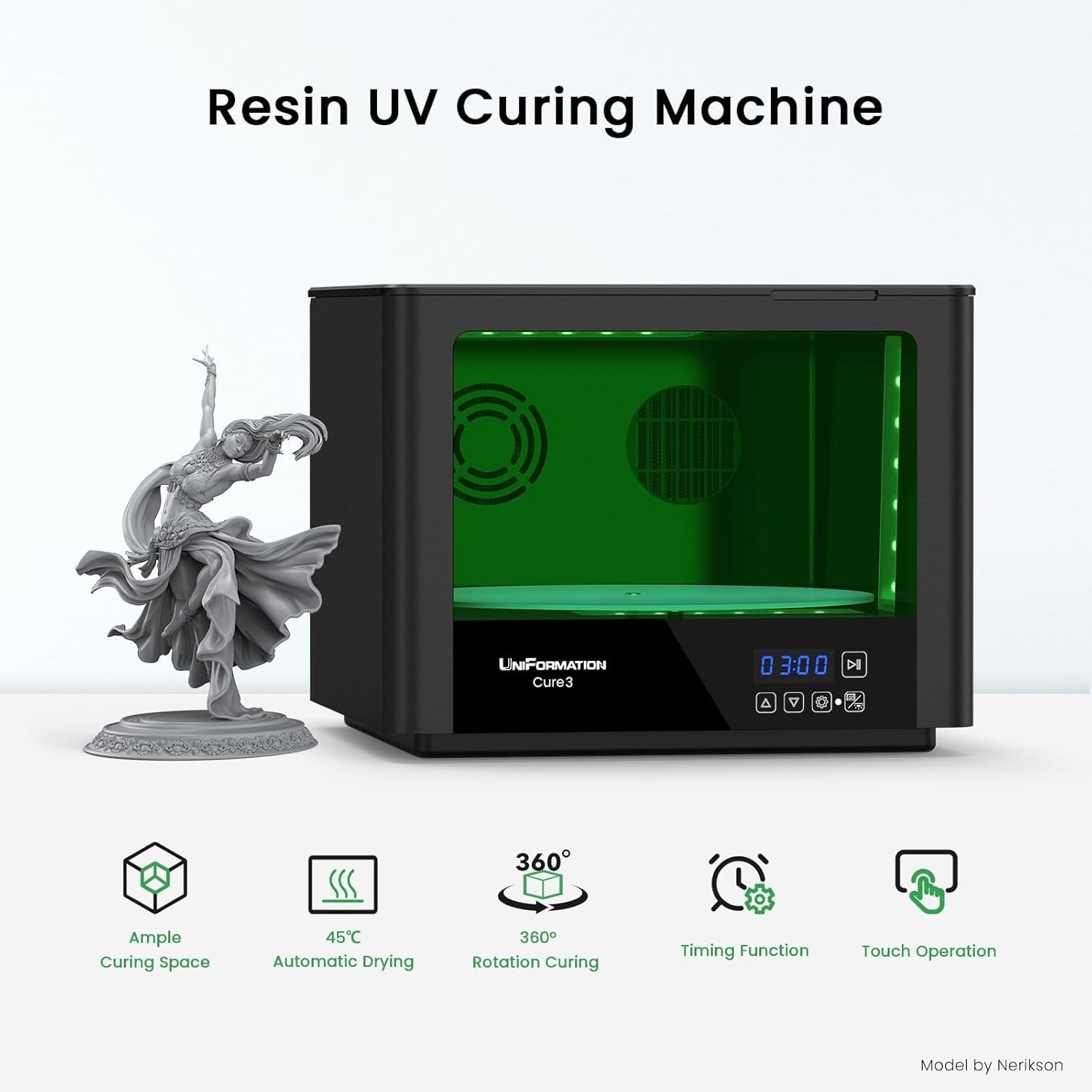 UV Resin Curing Station 360° Turntable Heated Drying Large Curing Box