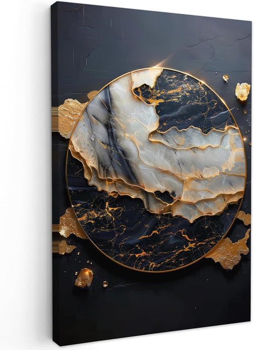 Large Gold Black Abstract Canvas Wall Art Modern Luxury 80x120cm Home Decor