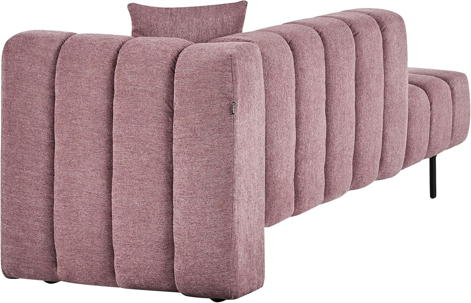 Modern Right Hand Pink Chaise Lounge | Fabric Sofa + Cushion + Metal Legs