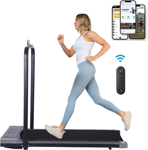 Portable 2-in-1 Under Desk Treadmill Walking Jogging Machine w/ App & LED