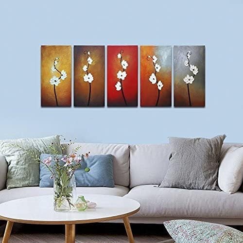 Large Colorful Flowers Canvas Wall Art 5-Piece Modern Home Decor