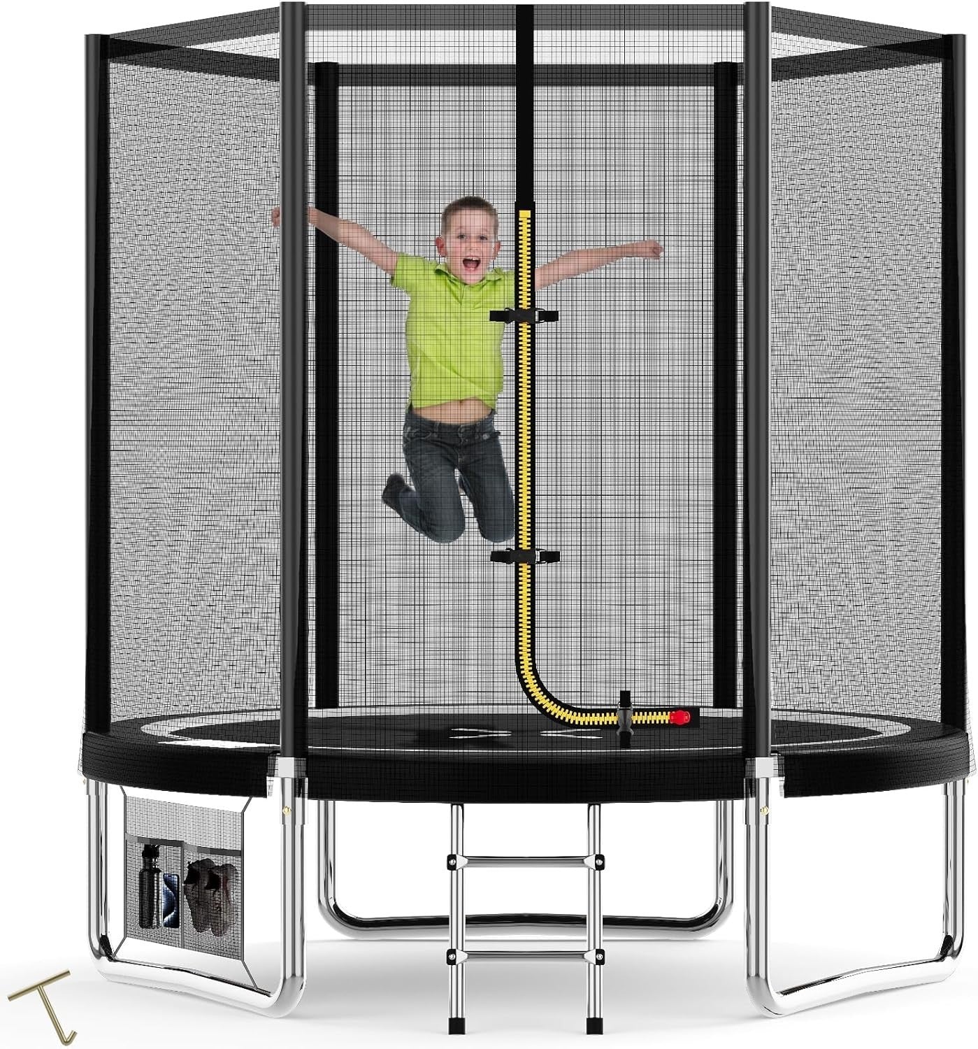 6FT Kids Garden Trampoline w Safety Net Steel Frame Outdoor Play