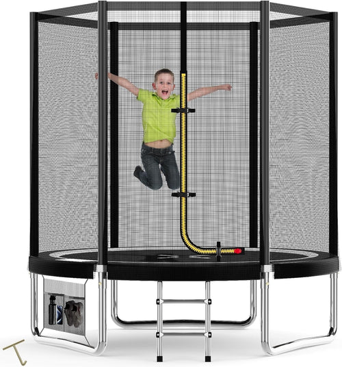 6FT Kids Garden Trampoline w Safety Net Steel Frame Outdoor Play