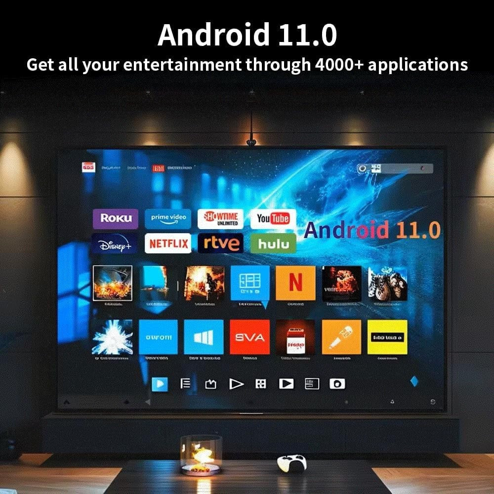Mini Smart Projector Android 11 1080P 4K Support WiFi 6 Bluetooth