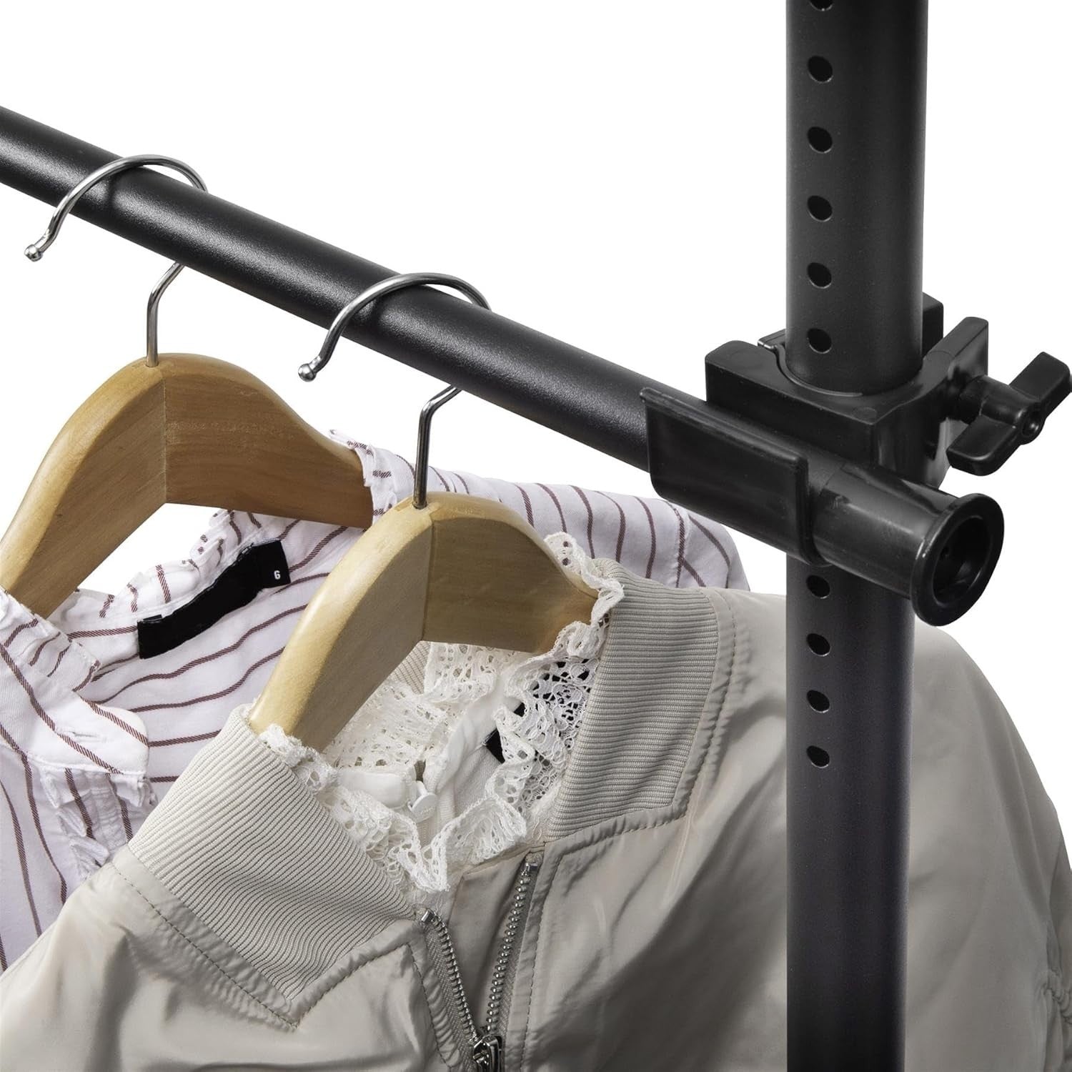 Triple Telescopic Adjustable Wardrobe Clothes Rail Black